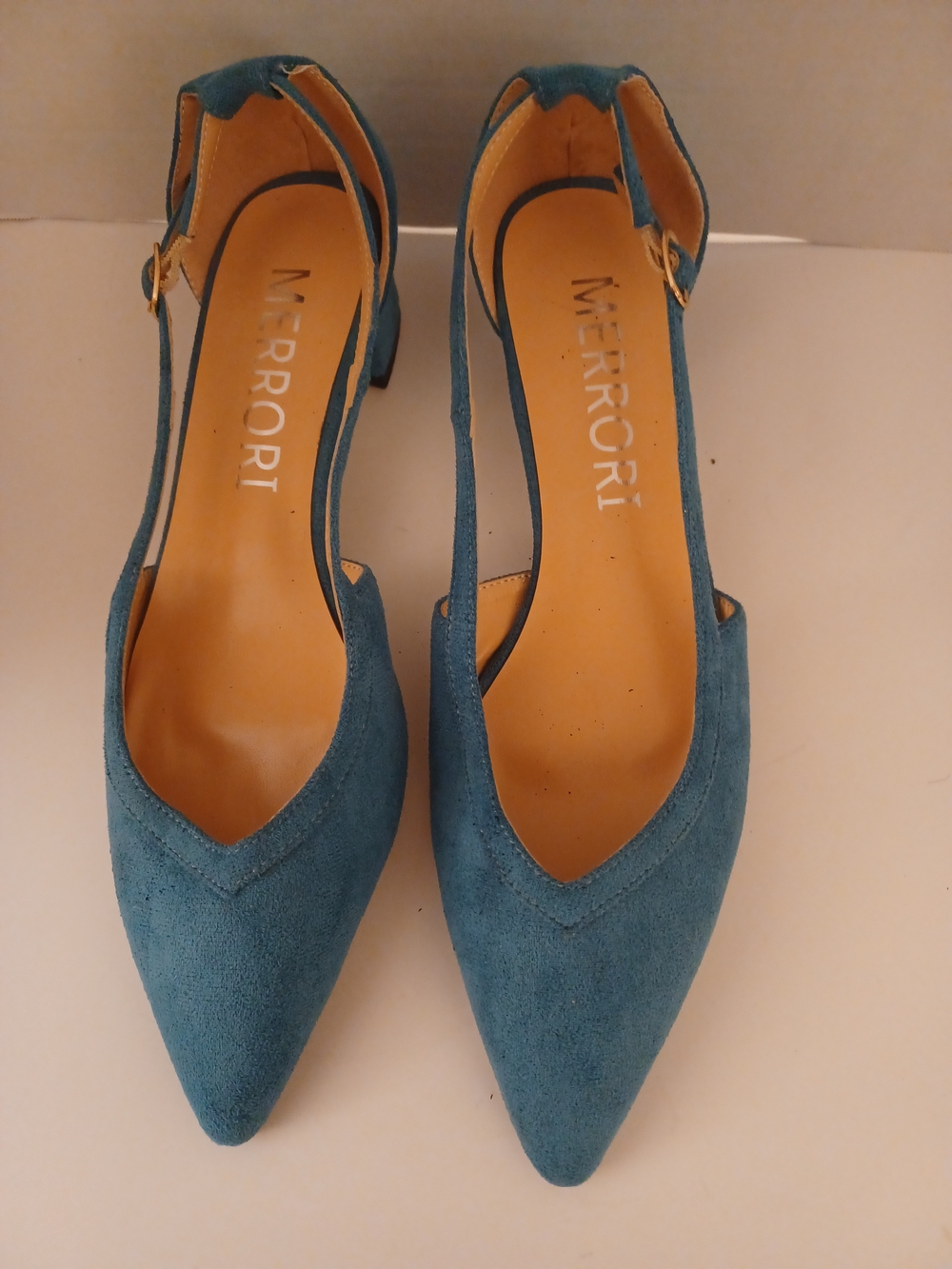 Teal Pointed-Toe Slingback Heels